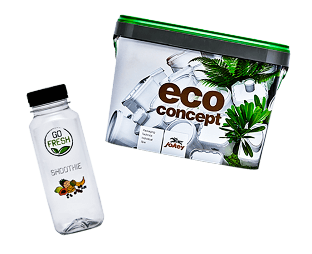 Flaske og spand i genbrugsmateriale