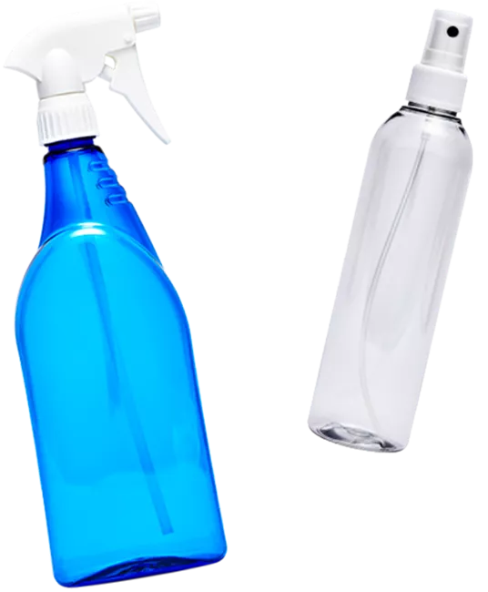Sprayflaskor i plast för städprodukter