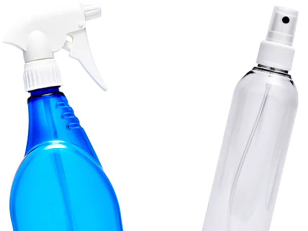Sprayflaskor i plast för städprodukter