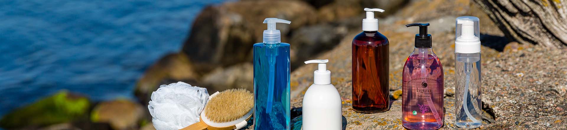 Pumppupulloja eri sisällöille useassa eri koossa