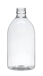 Pyöreä PET-pullo korkilla, joka on saatavilla kierrätysmateriaalista