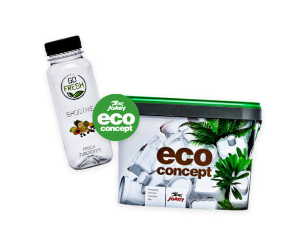 Plastflaska och plasthink med lock i återvunnet material