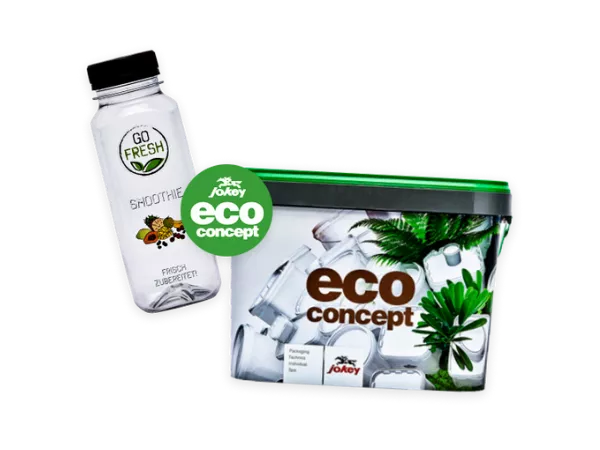 Plastflaska och plasthink med lock i återvunnet material