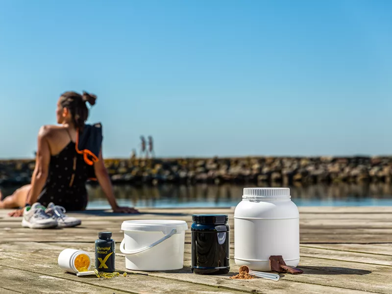 Plastförpackningar till proteinpulver, vitaminer och kosttillskott